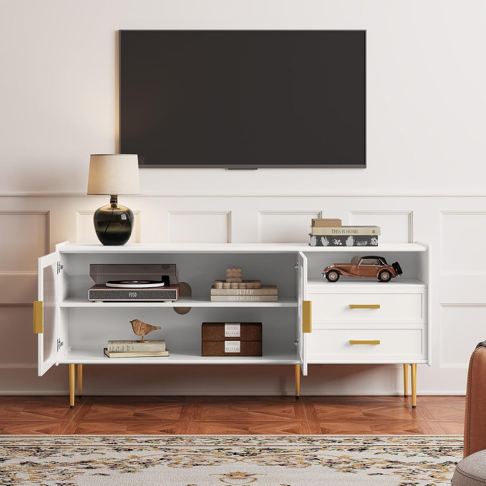 ARTPOWER 60" Modern TV Stand, Entertainment Center with Storage, White |...