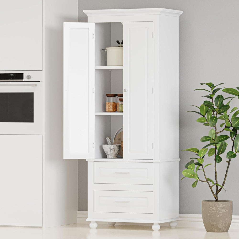 Merax 62.5" Pantry Cabinet with Two Doors & Two Drawers, Adjustable ...