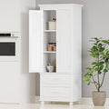 Merax 62.5" Pantry Cabinet with Two Doors & Two Drawers, Adjustable Shelves Storage Cupboard for Kitchen/Dining Room/Bathroom, White