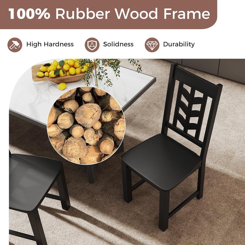 Giantex Wooden Dining Chairs Set of 4, Kitchen Chairs w/Rubber Wood Frame &am...