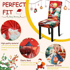 Christmas Chair Covers, Stretch Dining Room Chair Covers Set of 4, Christmas Decoration/Home Decor Chair Protector Slipcovers