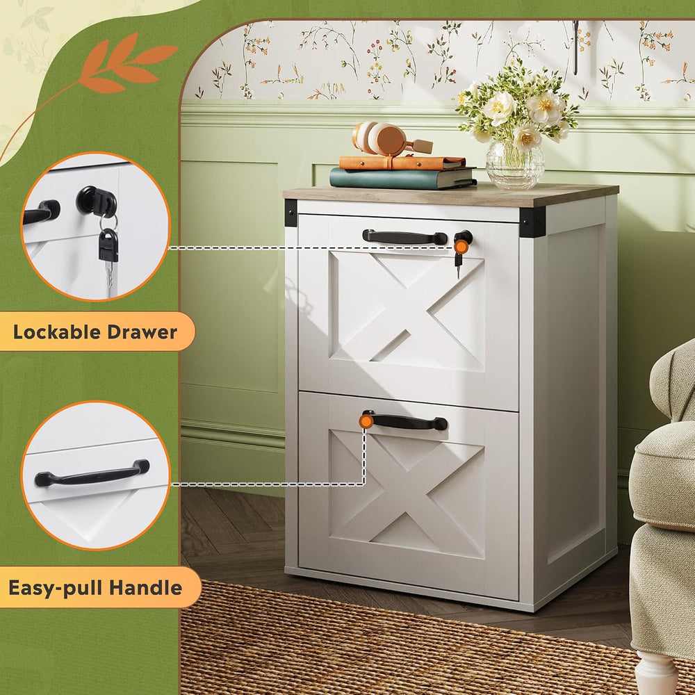 DEVAISE 2-Drawer File Cabinet with Lock, Wood Office Filing Cabinets, White |...