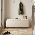 SIMPLIHOME Avalon Storage Ottoman - 42 inch Wide Upholstered Linen Look Fabric Rectangular Flip-Top Ottoman in Natural Beige, Contemporary Coffee Table Ottoman for Living Room with Hidden Storage