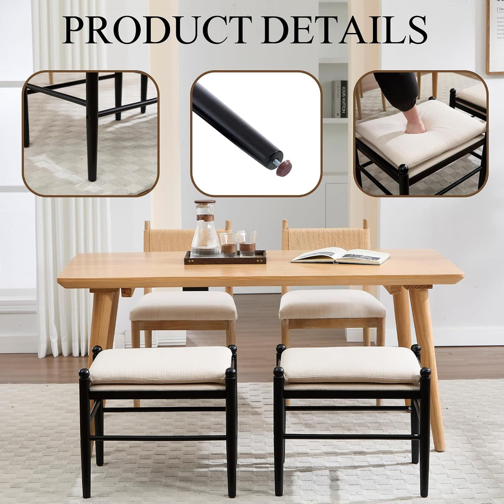 Ottoman Footrest, 19 Inch Upholstered Vanity Bench Seat, Backless Makeup Stoo...