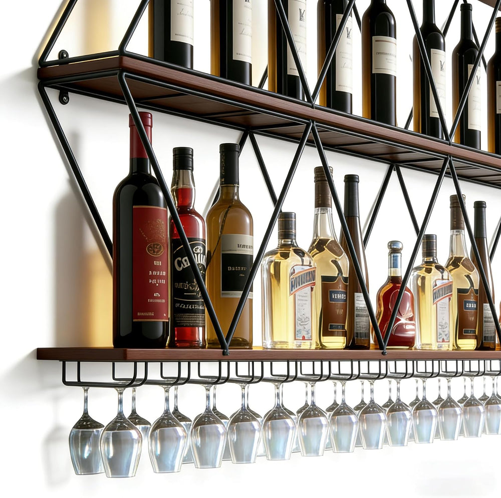 Ceiling Wine Glass Rack, Industrial Wall Mounted Wine Rack, Hanging Wine Rack...