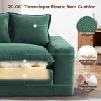 58" Sofa Bed with Ottoman, 3 in 1 Convertible Sofa Bed Folding Corduroy Boneless Sleeper Loveseat Mattress Futon Pull Out Couch Bed for Apartment Bedroom Living Room No Assembly 58-Green-L