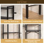 TETOTE Over Toilet Bathroom Organizer, 4-Tier Bathroom Over The Toilet Storage with Adjustable Shelf and Basket, Freestanding Space Saver Bathroom Shelves Above Toilet for Room(Black)