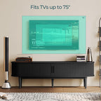 LINSY HOME Fluted TV Stand for 75" TV, Mid-Century Modern Wood Entertainment Center with Sliding Tambour Door and Storage Cabinet, Boho TV Media Console Table for Living Room, Bedroom, Black