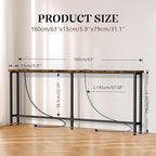 GRLEAF 63" Narrow Console Sofa Table with Built-in Power Strip (4 AC Outlets & 4 USB Ports) – 4.9ft Power Cord, Metal Frame, Easy Assembly, Ideal for Behind Couch, Hallway, and Office | Rustic Brown