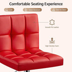 Yaheetech Bar Stools Set of 4, Adjustable PU Leather Swivel Barstools, Modern Counter Stools with Back and Footrest, Counter Height Barstools for Bar, Kitchen, Dining Room, Red