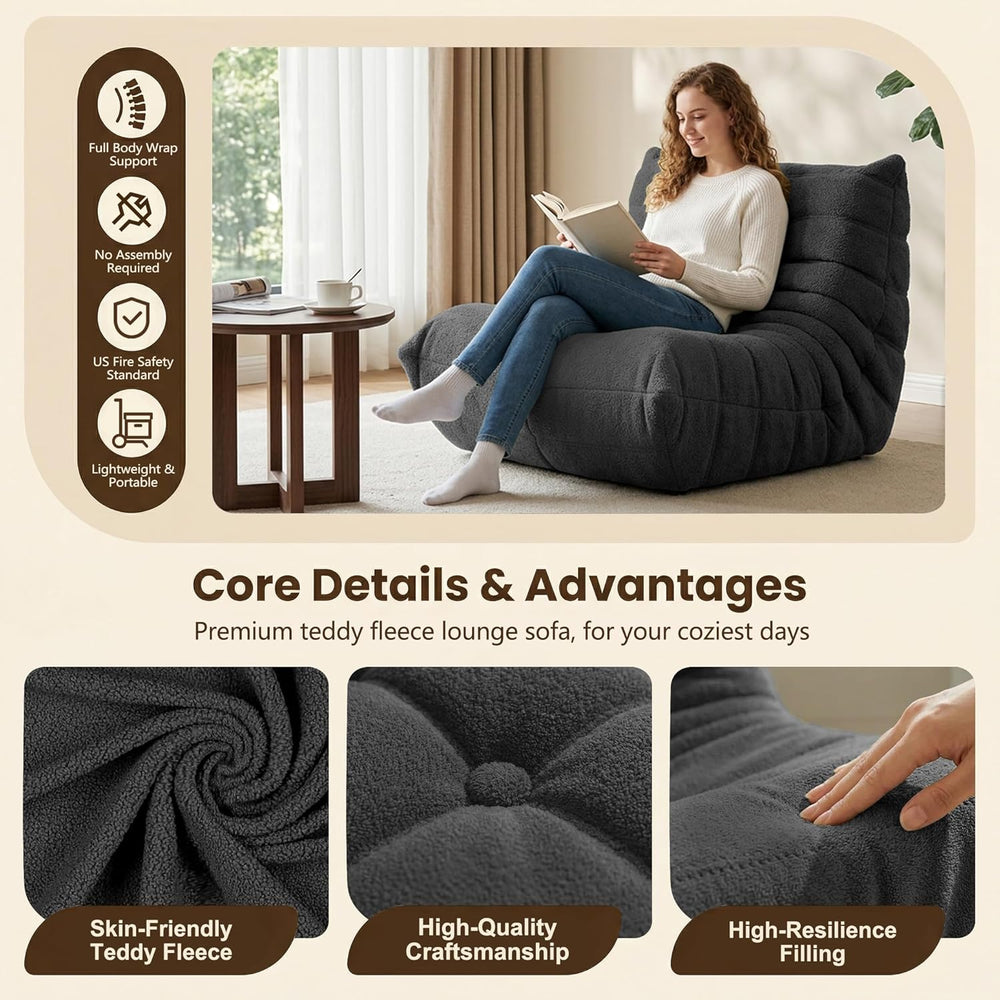 Gazecaia Comfy Bean Bag Chair for Adults Teens | Fireside Floor Lounge Chair,...