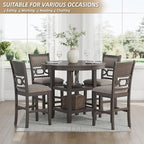 Signature Design by Ashley Wrenning Classic Upholstered Counter Height Dining Table and 4 Bar Stools with Storage, Set of 5, Gray & Light Gray