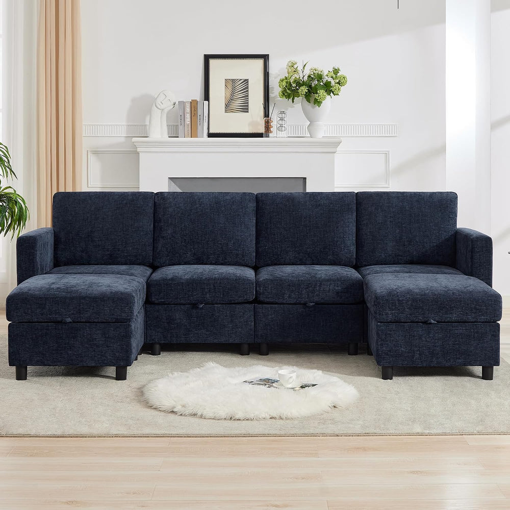 WUTUTUEE 25'' Square Storage Ottoman Module for Modular Sectional Sof...