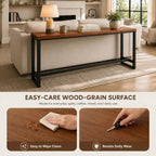 86.6" Solid Wood Bar Height Table - Long Narrow High Top Pub Table with 2" Thick Pine Top & Metal Legs, Farmhouse Counter Height for Kitchen, Breakfast Nook, Coffee Shop, No Stool