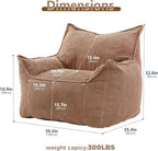 EBENCHICO Giant Bean Bag Chair for Adults, Corduroy Large Bean Bag Chairs for Teens with Armrests, Comfy Adult BeanBag Chair Sofa Couch with Filler Included for Bedroom Living Room