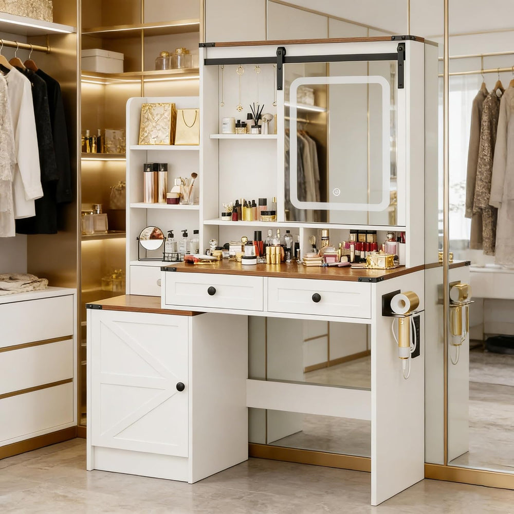 KAMABOKO Vanity Desk with Mirror and Lights, Makeup Vanity Desk with Lights 3...