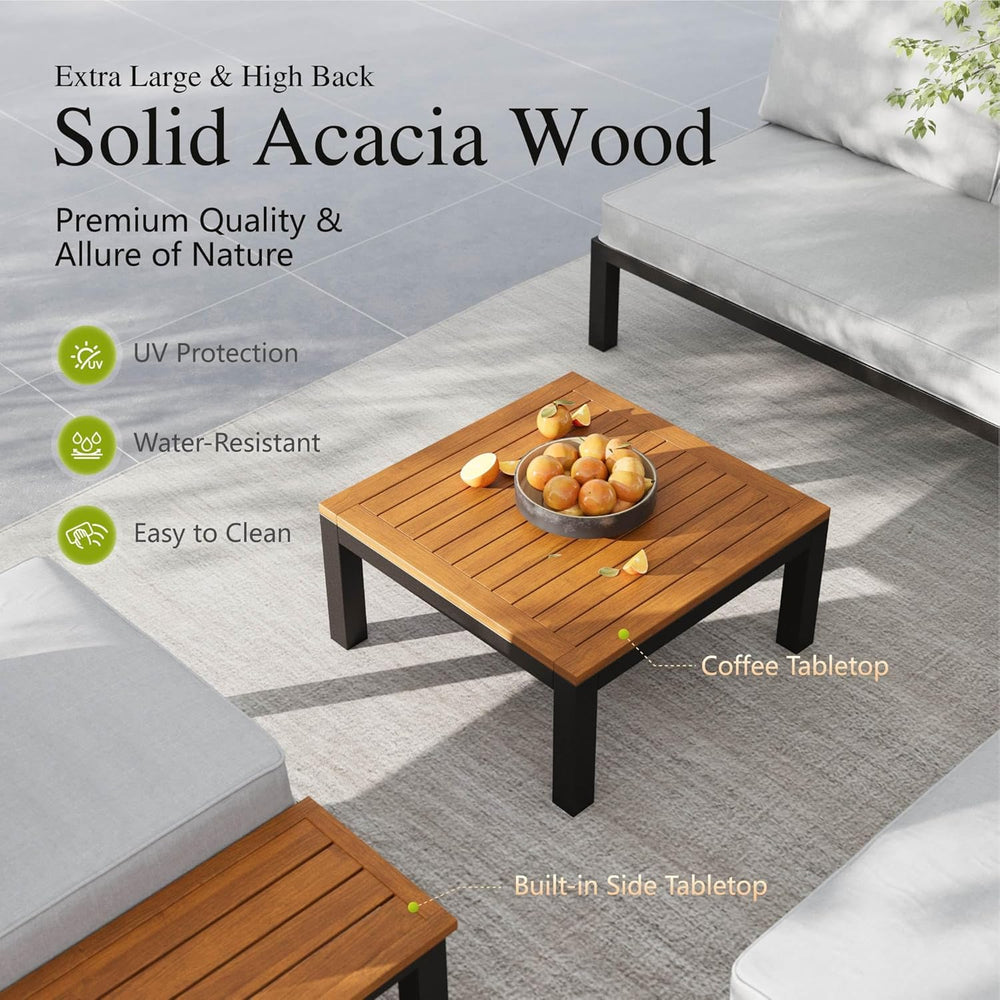 Sophia & William 7 Piece Metal Outdoor Sectional Sofa with Cushion, Patio...