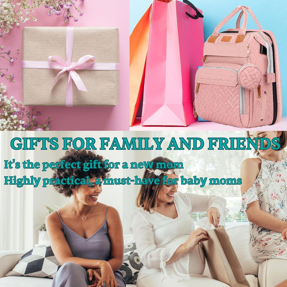 Diaper Bag Backpack with Changing Station, Pink