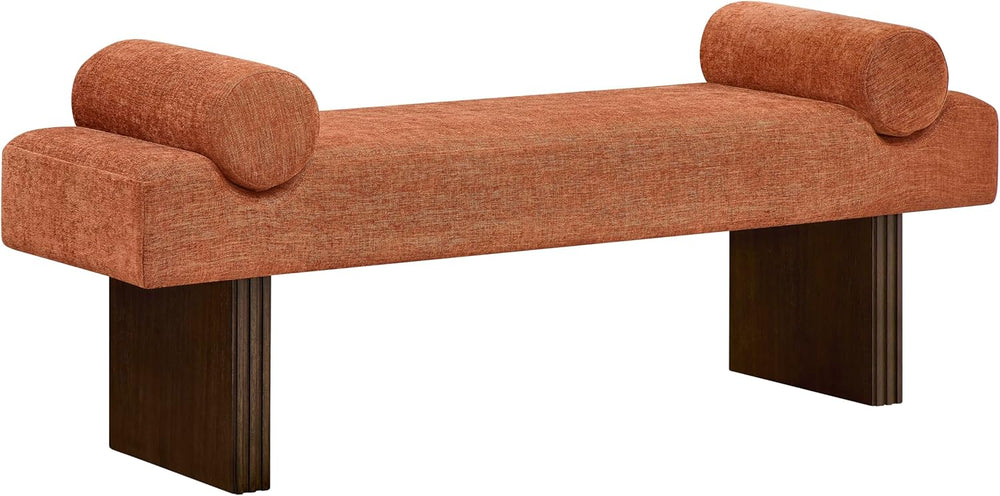 Roundhill Furniture Brooke Contemporary Upholstered Bench, Orange