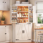 Jocoevol Corner Cabinet, Kitchen Pantry Storage Cabinet with 4 Doors and Shelves, Tall Food Pantry Storage Cabinet Farmhouse Furniture for Kitchen Dining Room, White