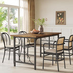 LITTLE TREE Farmhouse Dining Table for 4-6, 54.7-Inch Wooden Rectangle Kitchen Dining Room Table, Industrial Rustic Dinner Desk for Kitchen, Living Room, Home, Brown