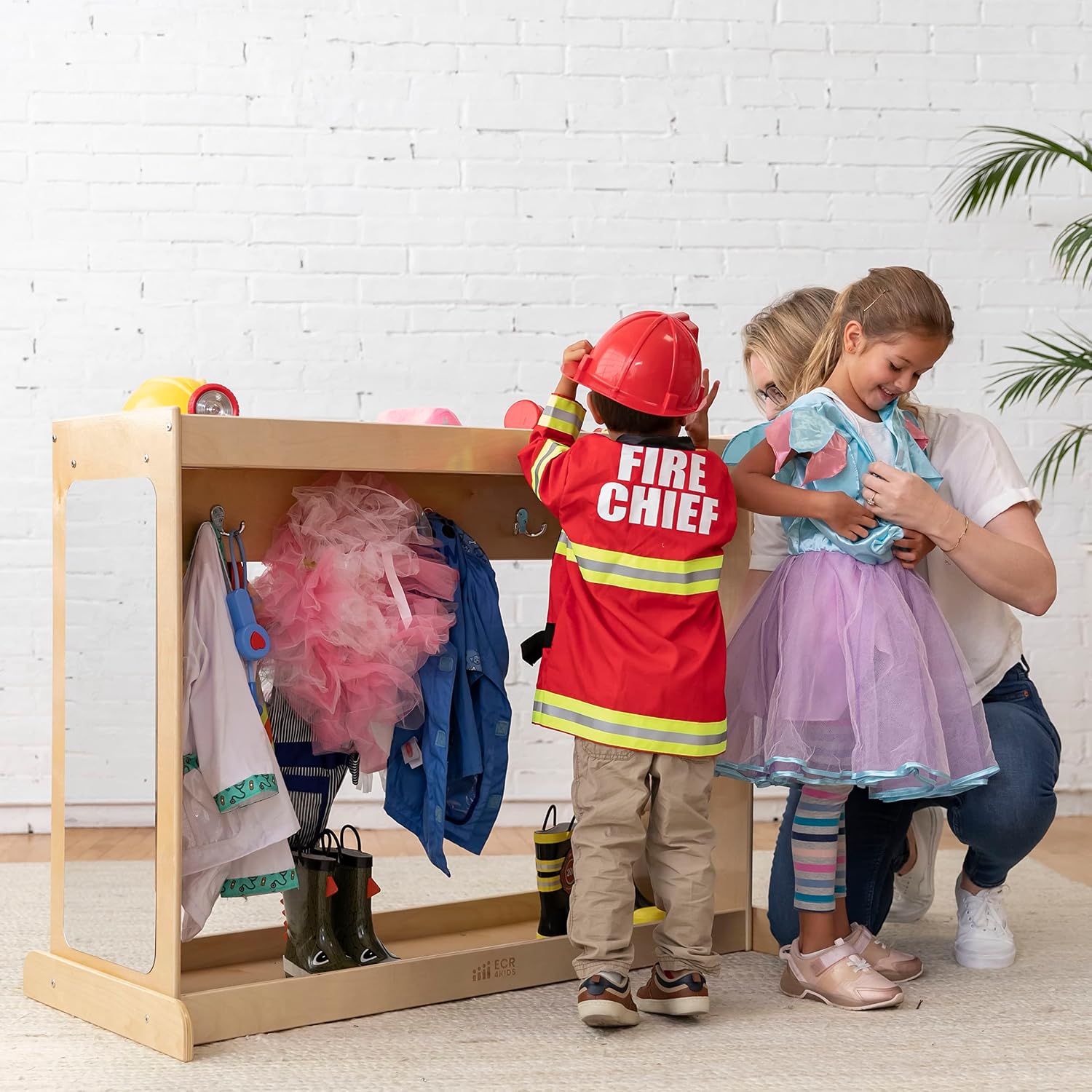 ECR4Kids Streamline Dress-Up Island Costume Organizer, Montessori Furniture, Natural
