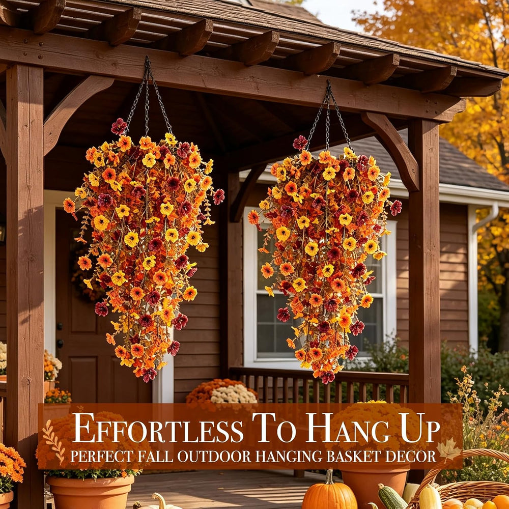4PCS Artificial Fall Flowers for Outdoors Fall Decorations UV Resistant