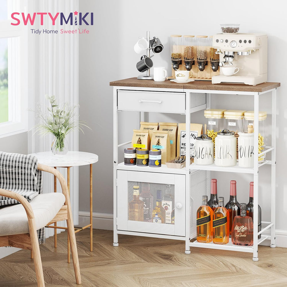 SWTYMIKI Coffee Bar Cabinet for Home - Farmhouse Coffee Stand Station Multi-P...
