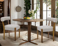 Modern Dining Chairs Set of 2, Walnut Upholstered Kitchen & Dining Room Chairs, Mid Century Modern Wooden Dining Chairs Oversized Sturdy Rounded Chairs Curved Back, Beige Fabric