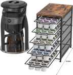 Coffee Pod Drawer for K Cups 90 Pod Pack Capacity Rack K Cups Holder Drawer Organizer for Coffee Station 5 Tier K Cups Coffee Pods Holder Suit for Home Office Cafe Counter, Black and Brown