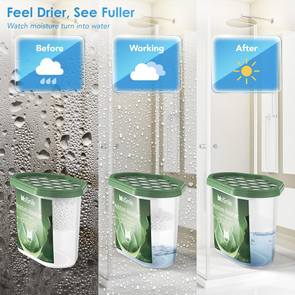 Moisture Absorbers 3 Pack, Fresh Fragrance Closet Dehumidifier for Bathroom, Car ＆ Basement, 10.5 oz Refillable Humidity Absorber Boxes