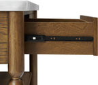 Crosley Furniture Roselyn Traditional Kitchen Island Breakfast Bar Table, Counter-Height Dining, Brown/White Marble