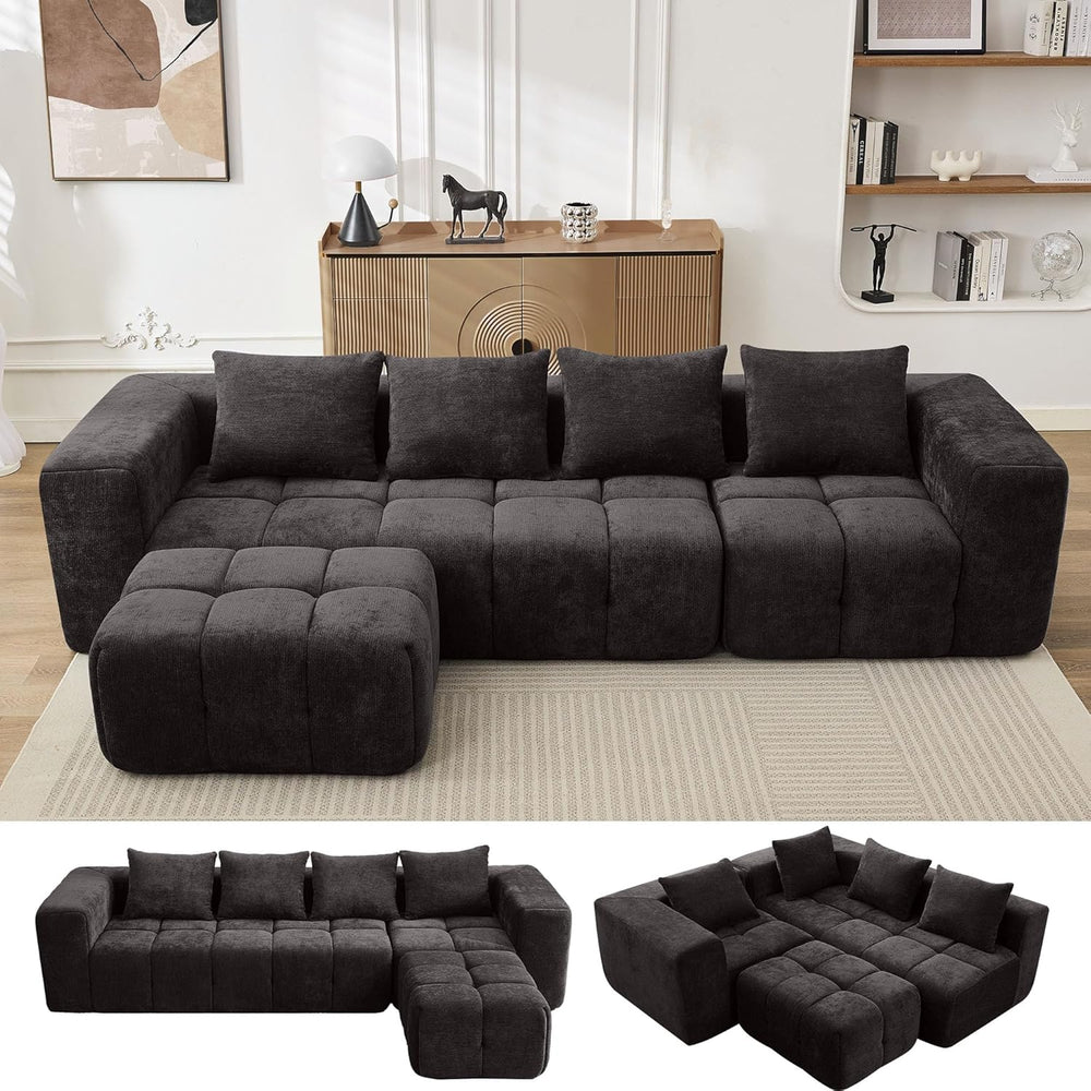 119" Couch, Cloud Sectional Couch with Deep Seat, High-Density Memory Fo...