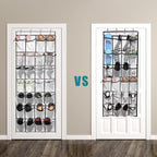 VOPTON 28Large Pockets Over The Door Shoe Organizer, Hanging Shoe Organizer for Closet, Premium Clear Shoe Rack for Door, Shoes Hanger Organizers Storage Holder for Back of Door and 4Metal Hook White