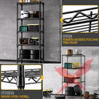 1250 lbs 5 Tier Shelf Metal Storage Shelves Wire Rack Closet Organizers for Garage Kitchen Bathroom Laundry Black 11.8" D x 23.6" W x 59.5" H