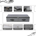 Omygarden Foldable Fabric Sturdy Under Bed Storage Box with 6 Handles, Zipper Lid, Blankets Clothes Comforters Storage Bin Organizer for Bedroom and Closet, 35x 16.5 x 7inch, Black Grey