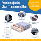 Houseables Sweater Bags Moth Proof, Clothing Storage Bags, with Zipper, Sweater Storage, Clear Zippered Organizers, Clothes, Blanket, Linen, Bedding, Quilt, Vinyl Plastic Protectors, 18x15x4”, 5 Pack.