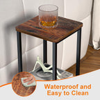 10" Wide Square Drink Table with Adjustable Feet - 3-Tier Small Side Table for Apartments, Balcony & Office | Space-Saving, Lightweight & Multi-Functional (Plants, Books, Drinks, Brown)