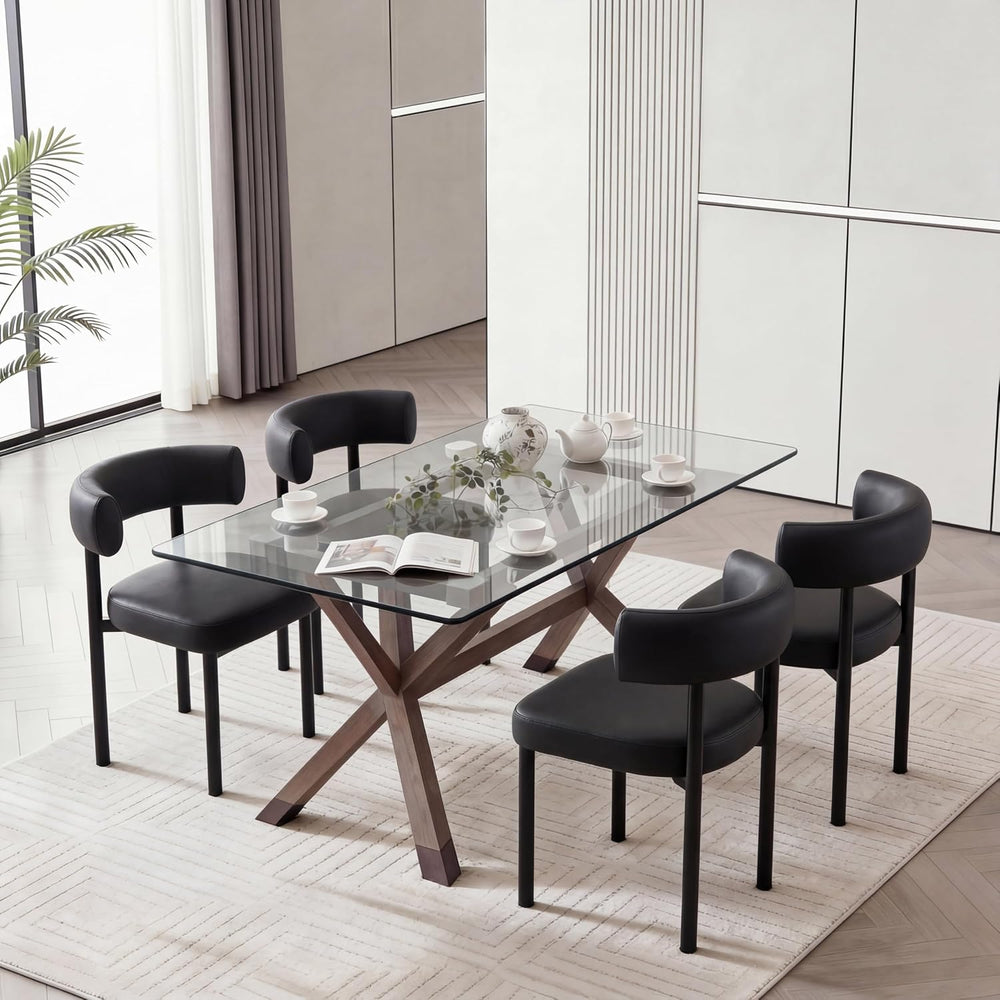Dining Chairs Set of 4, Mid-Century Dining Room Chair, Carbon Steel Legs, Uph...