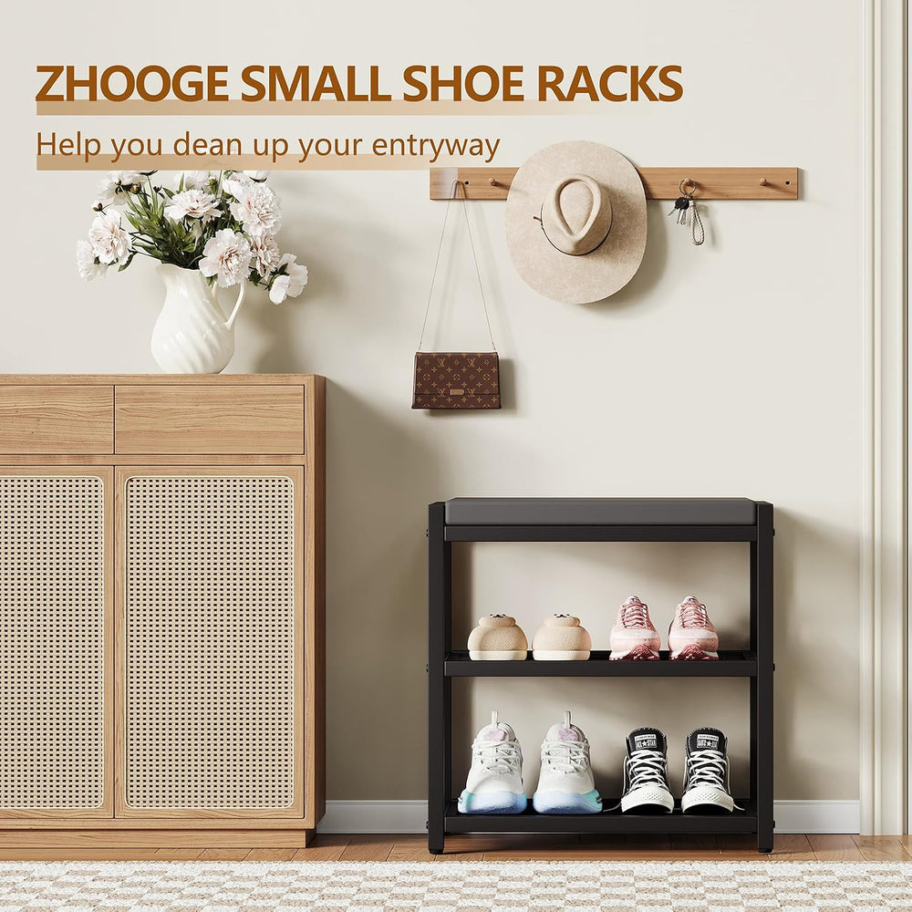 ZHOOGE Small Shoe Bench Shoe Rack Storage Bench Entryway Bench Shoe Shelf wit...