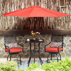 VICLLAX Outdoor Bar Table with Umbrella Hole, Tall Top Patio Furniture for Lawn Garden, Black Tabletop with Storage Shelf