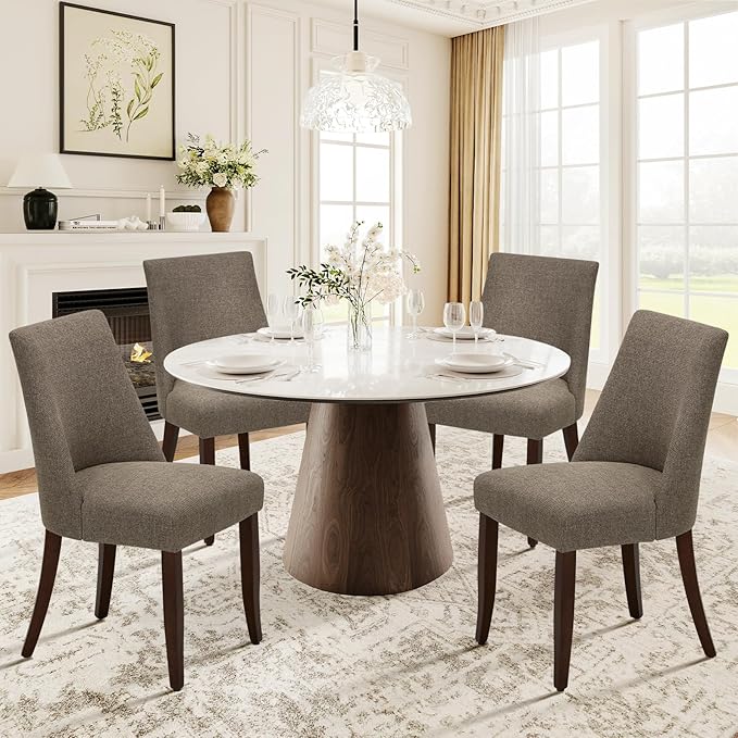 COLAMY Upholstered Dining Chairs Set of 4, Mid Century Modern Kitchen Chairs ...