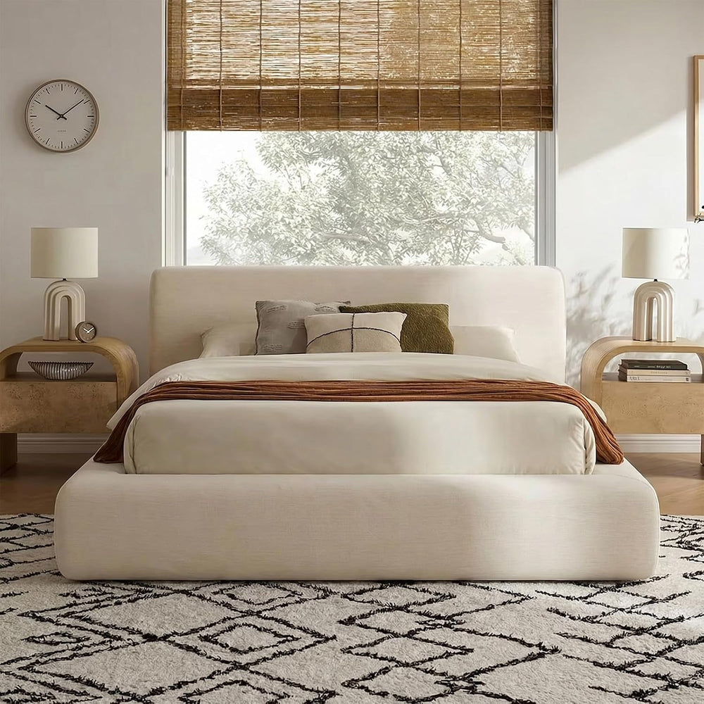 XIAO WEI Queen Cloud Bed Frame, Upholstered Platform Bed Frame with Headboard...