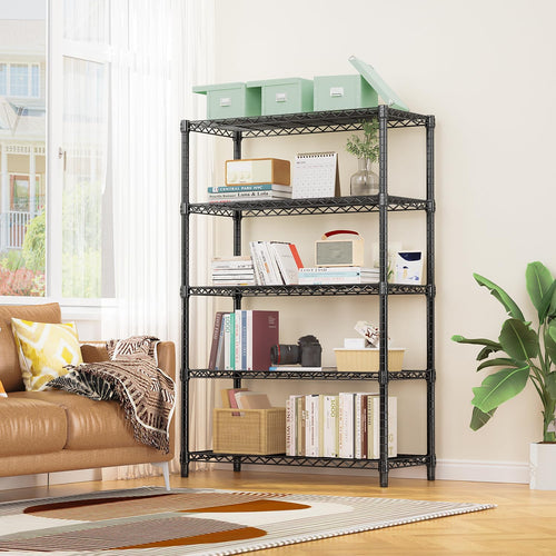 1750 lbs Steel Storage Shelving 5-Tier Utility Shelving Unit Steel Organizer Wire Rack for Home,Kitchen,Office,Garage, 1750 LBS Capacity 17.7" D x 47.2" W x 72.3" H