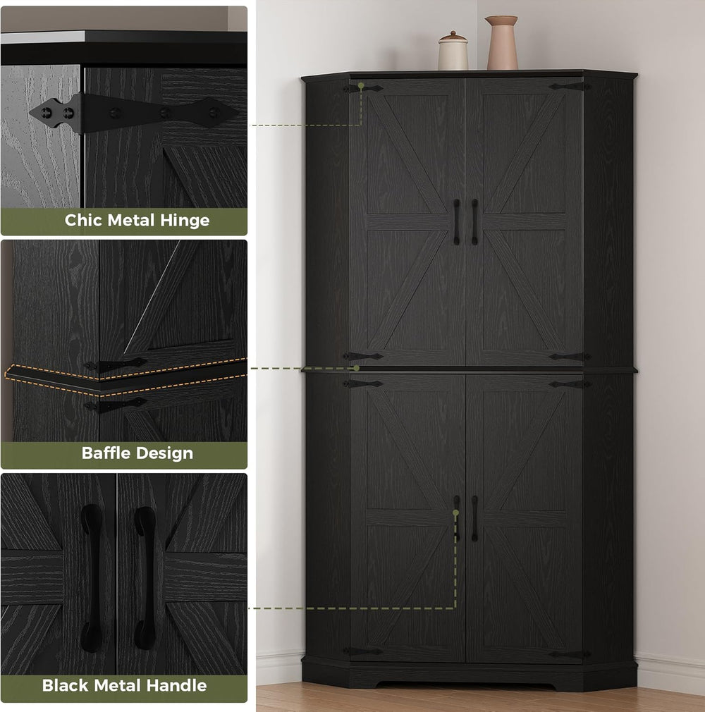 IRONCK Corner Cabinet, 72" Kitchen Pantry Cabinet, 6-Tier Freestanding F...