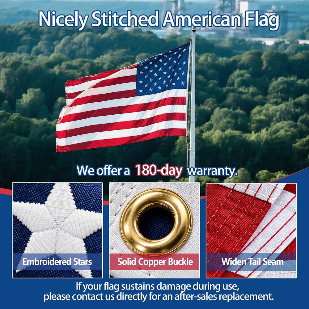 American Flag Made in USA, 3x5 FT Heavy Duty Nylon Outdoor Flag, Super Durabl...