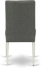 East West Furniture LGDR5-LWH-07 5 Piece Kitchen Table Set for 4 Includes a Rectangle Butterfly Leaf Dining Table and 4 Gray Linen Fabric Upholstered Chairs, 42x84 Inch, Linen White