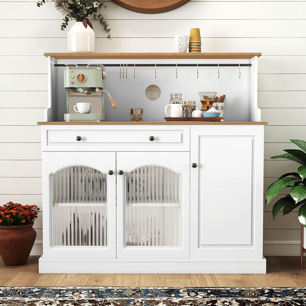 Kitchen Pantry Cabinet with Drawer Storage, 48” Modern Farmhosue Kitchen Hutc...