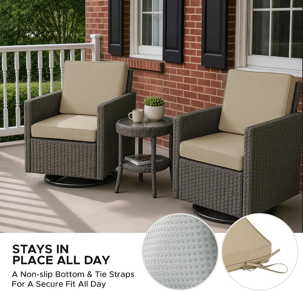 Outdoor Chair Cushions Set of 4, Water-Resistant & Fade-Resistant, Patio ...