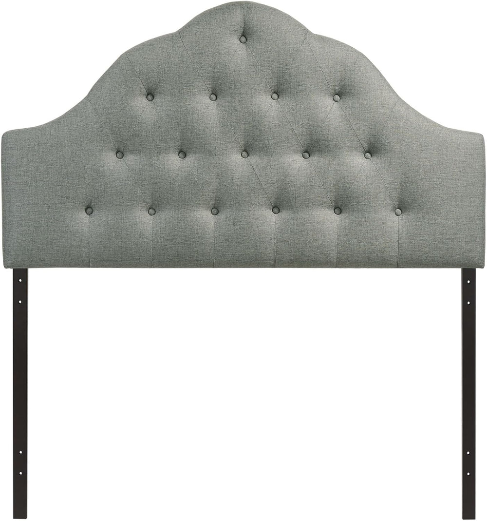 Modern Contemporary Queen Size Fabric Headboard, Grey Fabric